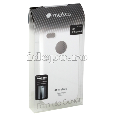 Husa  iPhone 4,4S  <br> Melko Premium White<br> + Folie fata/spate