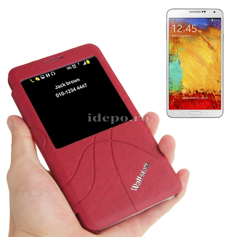Husa Samsung Galaxy Note 3 N9000, N9005<br> Wallston Touch Screen Red
